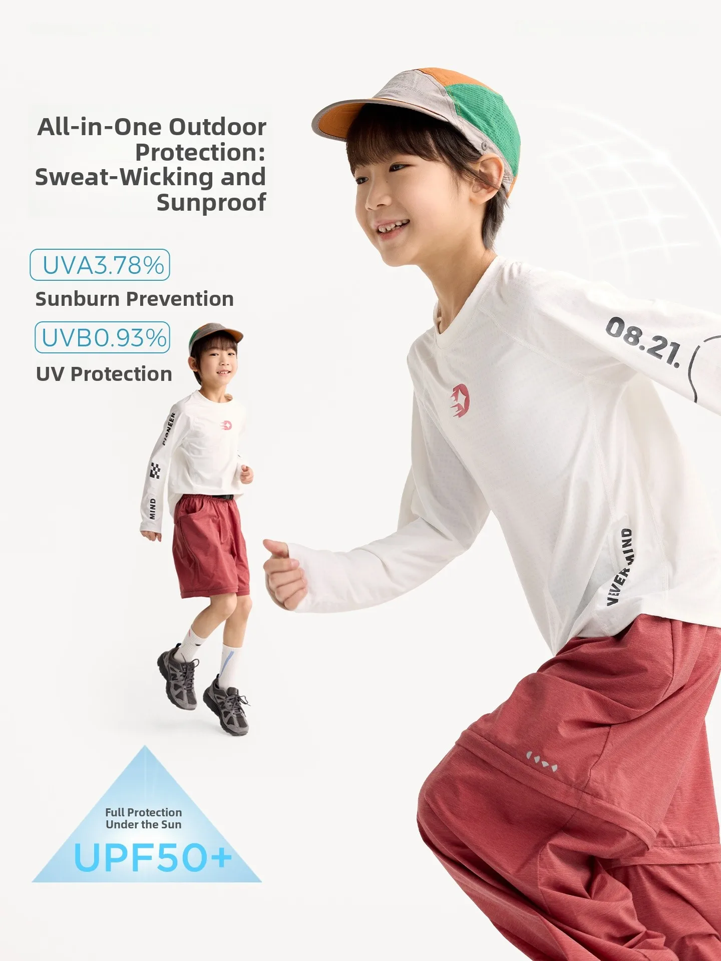 Purrfect Diary Children's round Neck Long Sleeve Sweat Wicking T Shirt Spring Autumn Unisex Kids Sports Top Outdoor Style