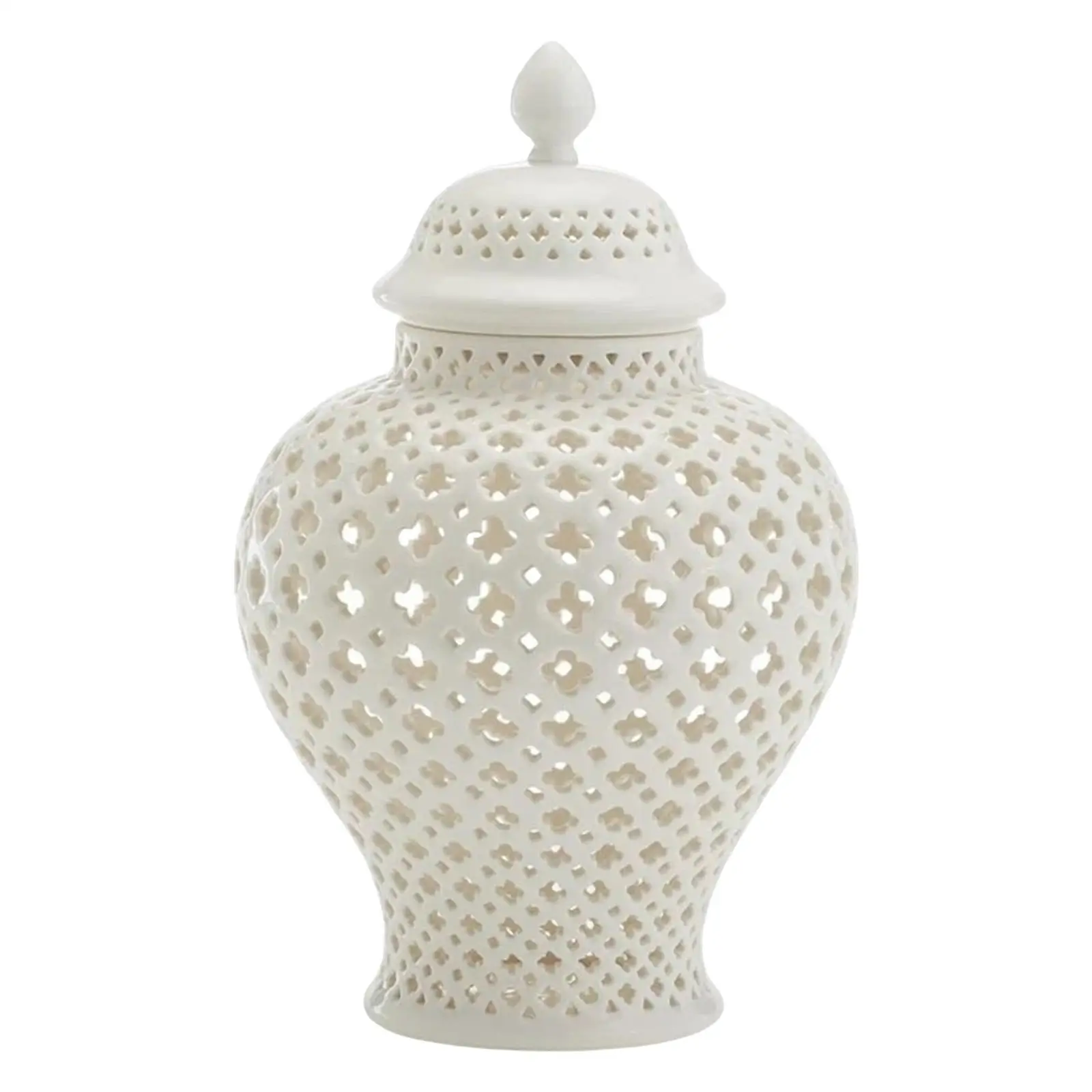 

Light Luxury Ceramic Ginger Jar Temple Jar Ornaments Carved Lattice Accessories