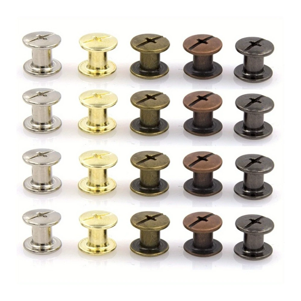 

100pcs Metal Bronze Binding Chicago Screws Nails Studs Rivets Leather Craft Hardware for Leather Shoulder Bag Belt Strap Wallet