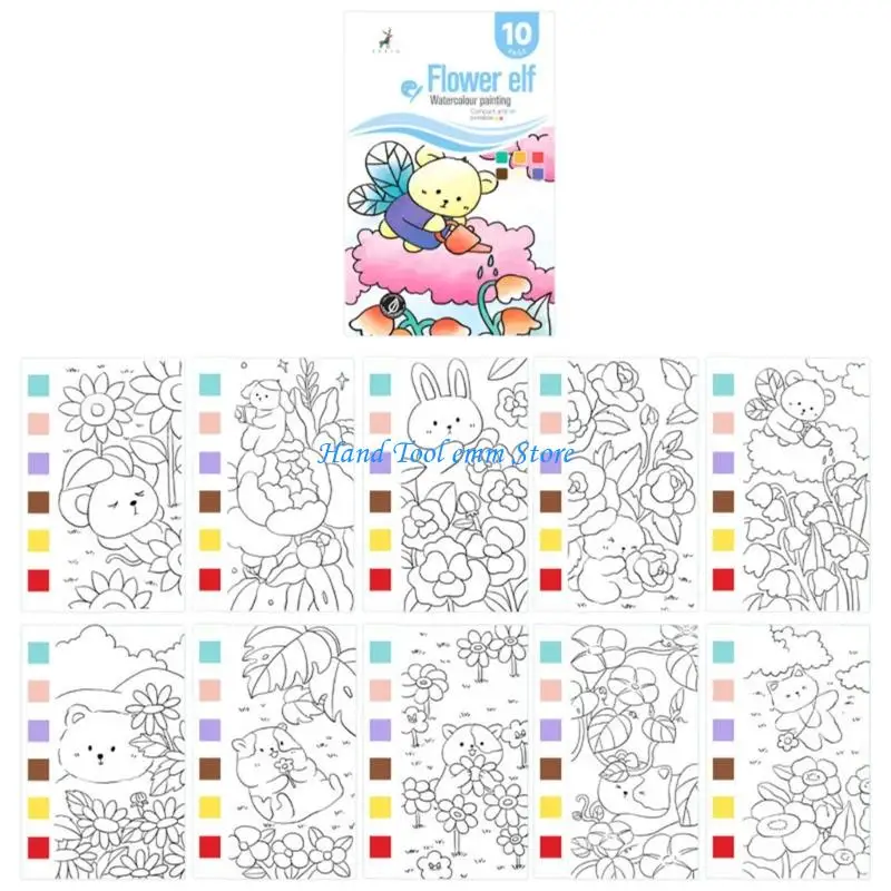 

H37F Children Sketch Book Kids Art Activity Book Watercolor Painting Book with Pre Printed Color Blocks Thick Paper