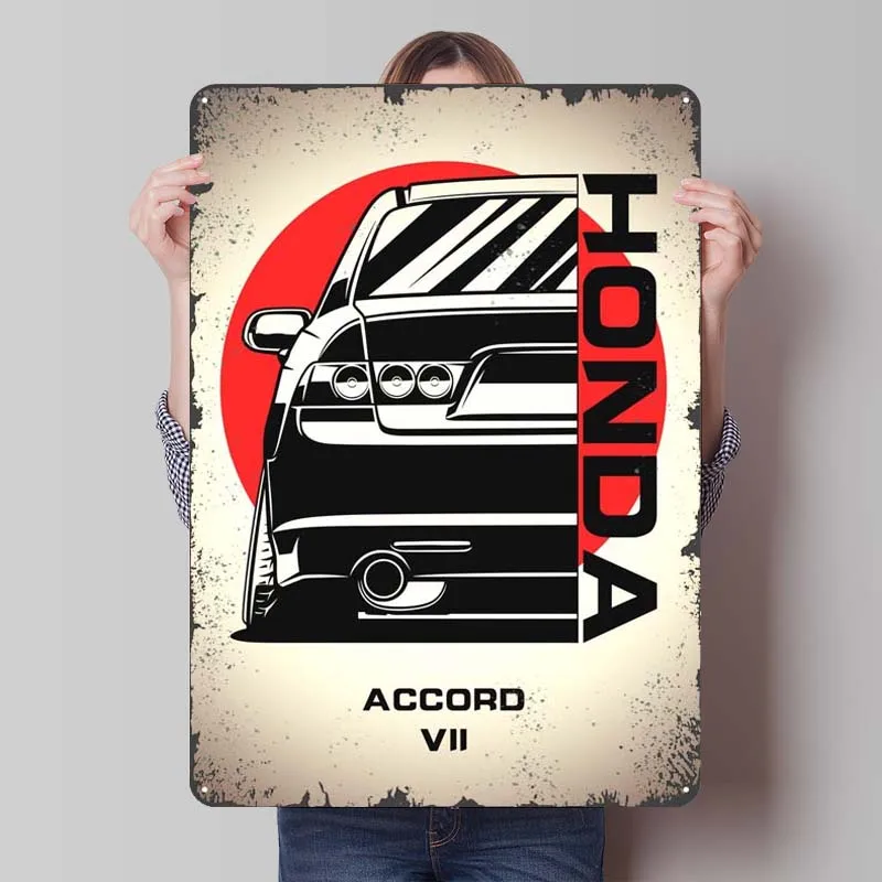 Honda Accord Sign Customizable Cars Poster Gamer Room Decoration Man Retro Metal Tin Signs for Garage Wall Art Decoration Decor