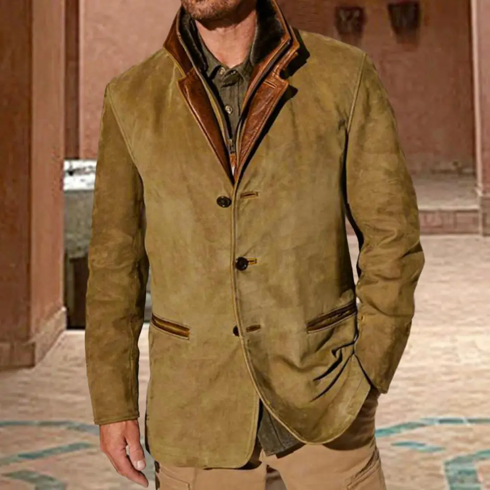 Veste Cargo Vintage à Col Rabattu pour Homme, Manteau Décontracté, Boutonné, Coupe-vent Épais, Angleterre, Automne Hiver