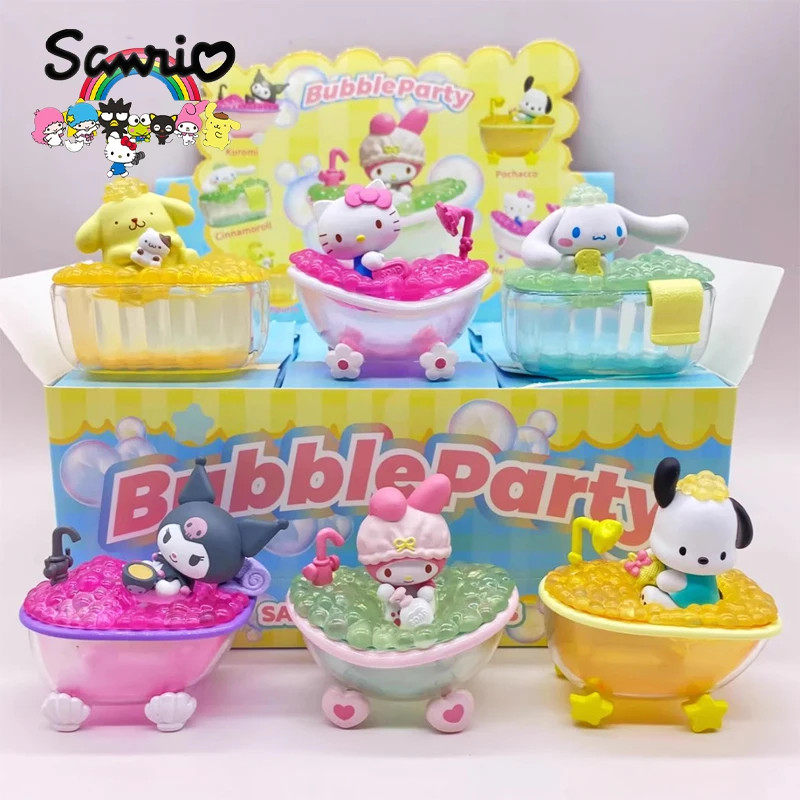 

Sanrio Bath Series Blind Box Kuromi Kawaii Decorations Bubble Bath Surprise Box Cute Doll Desktop Car Ornament Mystery Toy Model