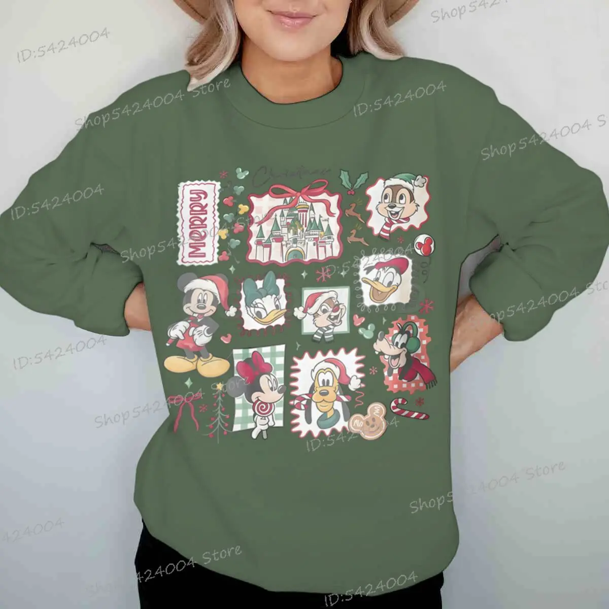 عيد الميلاد ميكي ميني دونالد داك البلوز النساء الرجال الكرتون طويلة الأكمام أنيمي سوداديراس Crewneck عيد الميلاد Y2K البلوز