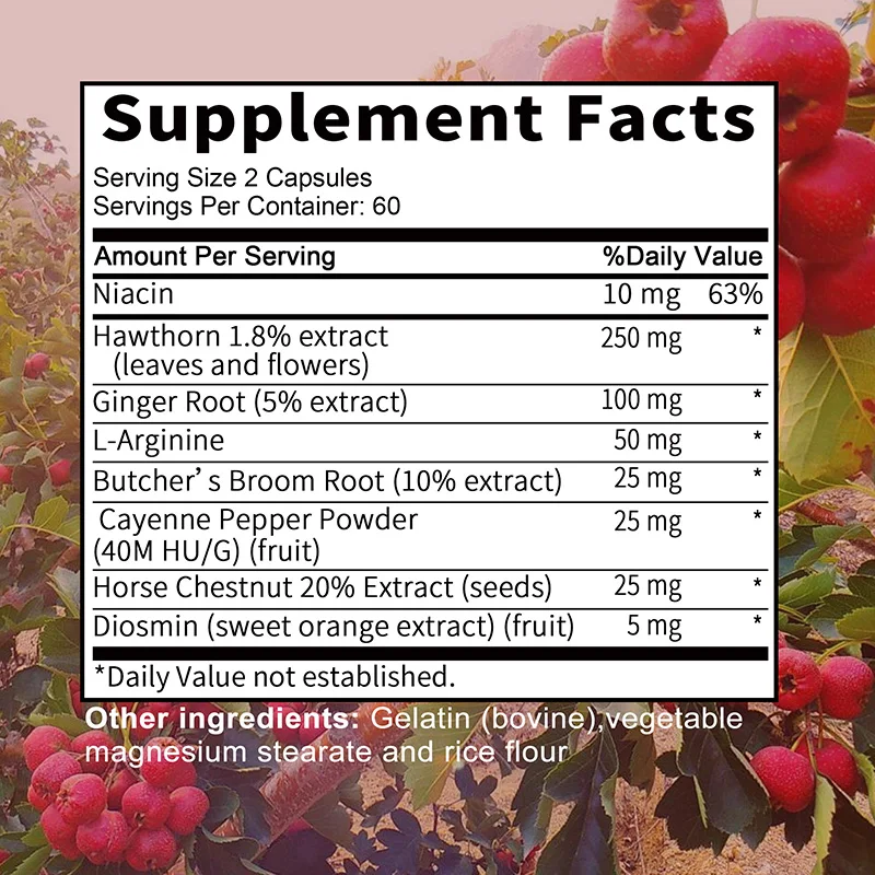 Blood Flow Care Capsules - with Niacin, L-Arginine - Promote Heart, Cardiovascular Health, Support Blood Circulation