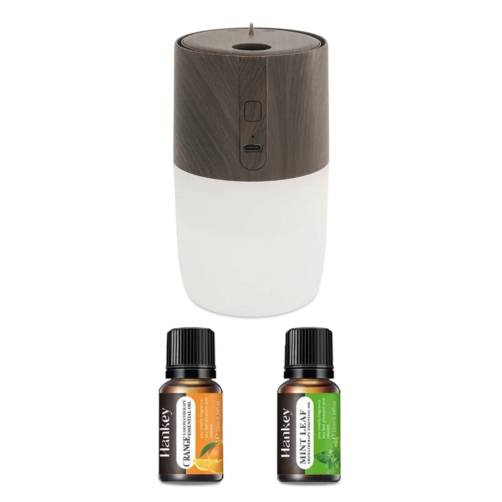 

Ультразвуковой увлажнитель для ароматерапии, 300 мл, очиститель воздуха с древесным зерном, 7-цветный свет, 2 эфирных масла, для автомобиля и дома