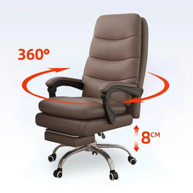 Cadeira de escritório marrom elegante, apoio para os pés de luxo, confortável, giratória, para jogos, estética moderna, móveis de escritório
