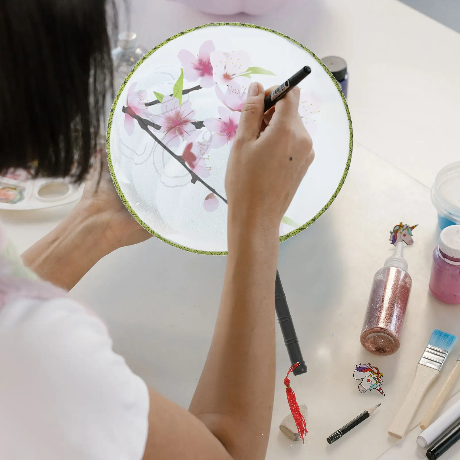 

Набор для детского творчества: 4 шт. вееров из шелковой пряжи для рисования и раскрашивания, 24 см, для детского рисования, подарок ручной работы