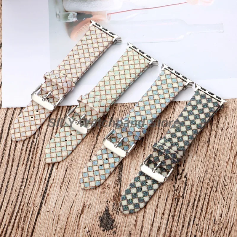 لساعة أبل 44/40/49/42/45 مللي متر ساطع سيليكون + حزام ساعة جلد لساعة IWatch Serie 10 9 8 7 6 5 4 3 SE Ultra 2 سوار