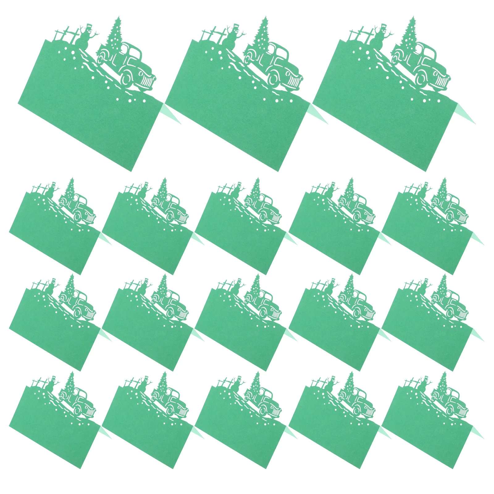 

50Pcs Christmas Seating Cards Snowman Car Pattern Paper Holiday Dinner Table Name Tents Festive Party Decor