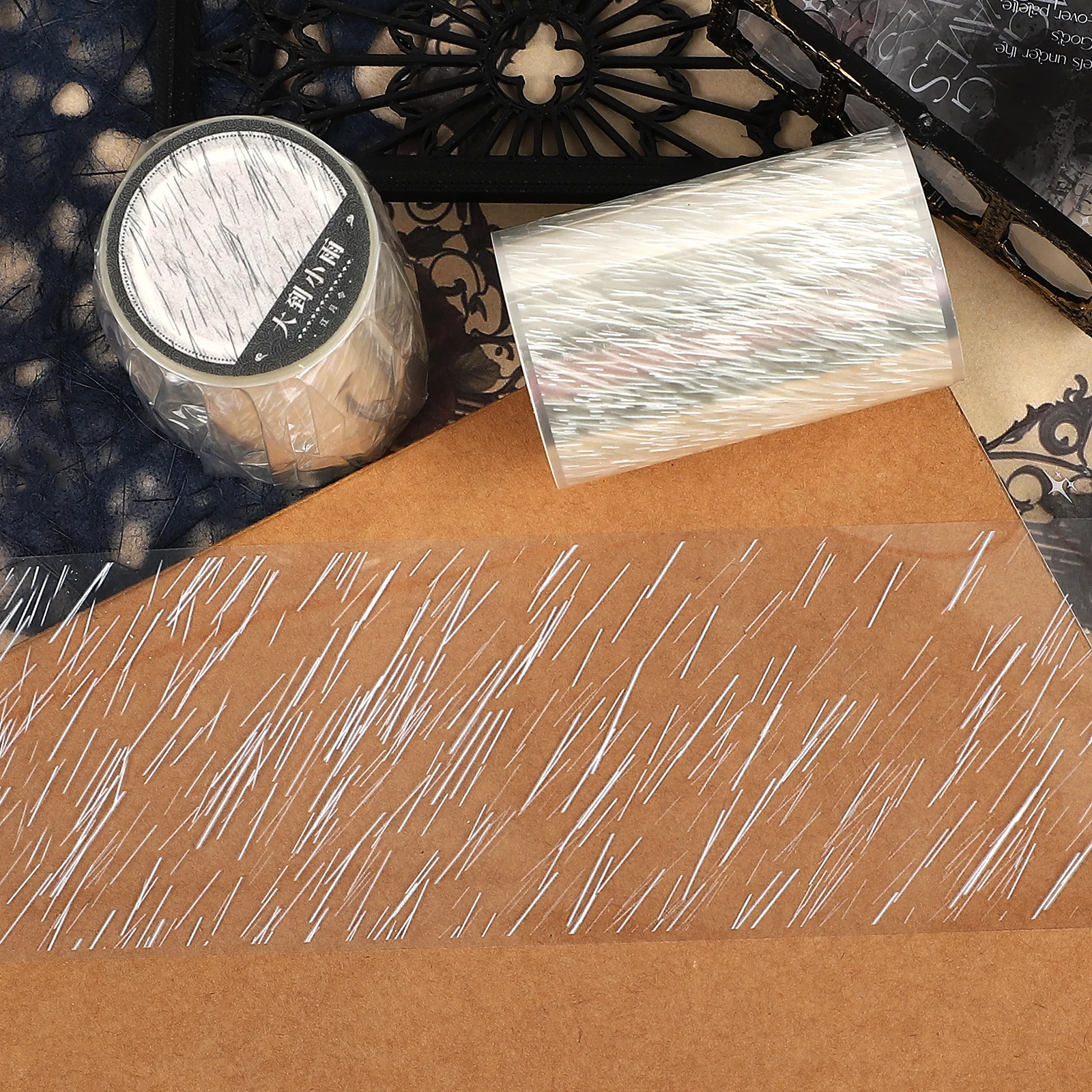 

60mm*5m Vintage Rain Landscape PET Tape Creative DIY Journal Material Collage Scrapbooking Stationery