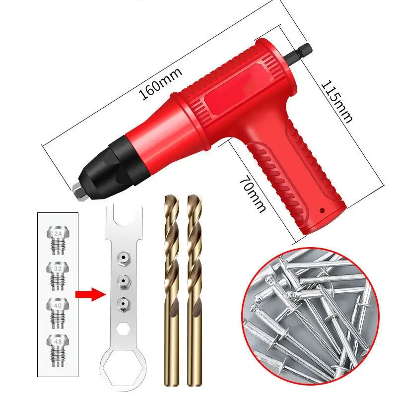 Electric Rivet Gun Conversion Head Professional Pulling Riveting Gun Rivet Drill Head Adapter Kit