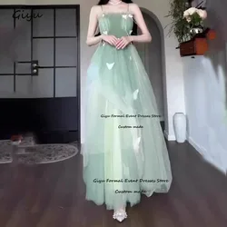 Giyu Fairy Green Korea Wedding Dress Photo Shoot Butterfly Spaghetti Strap Floor-Length Evening Gown Dress Birthday Party Dress