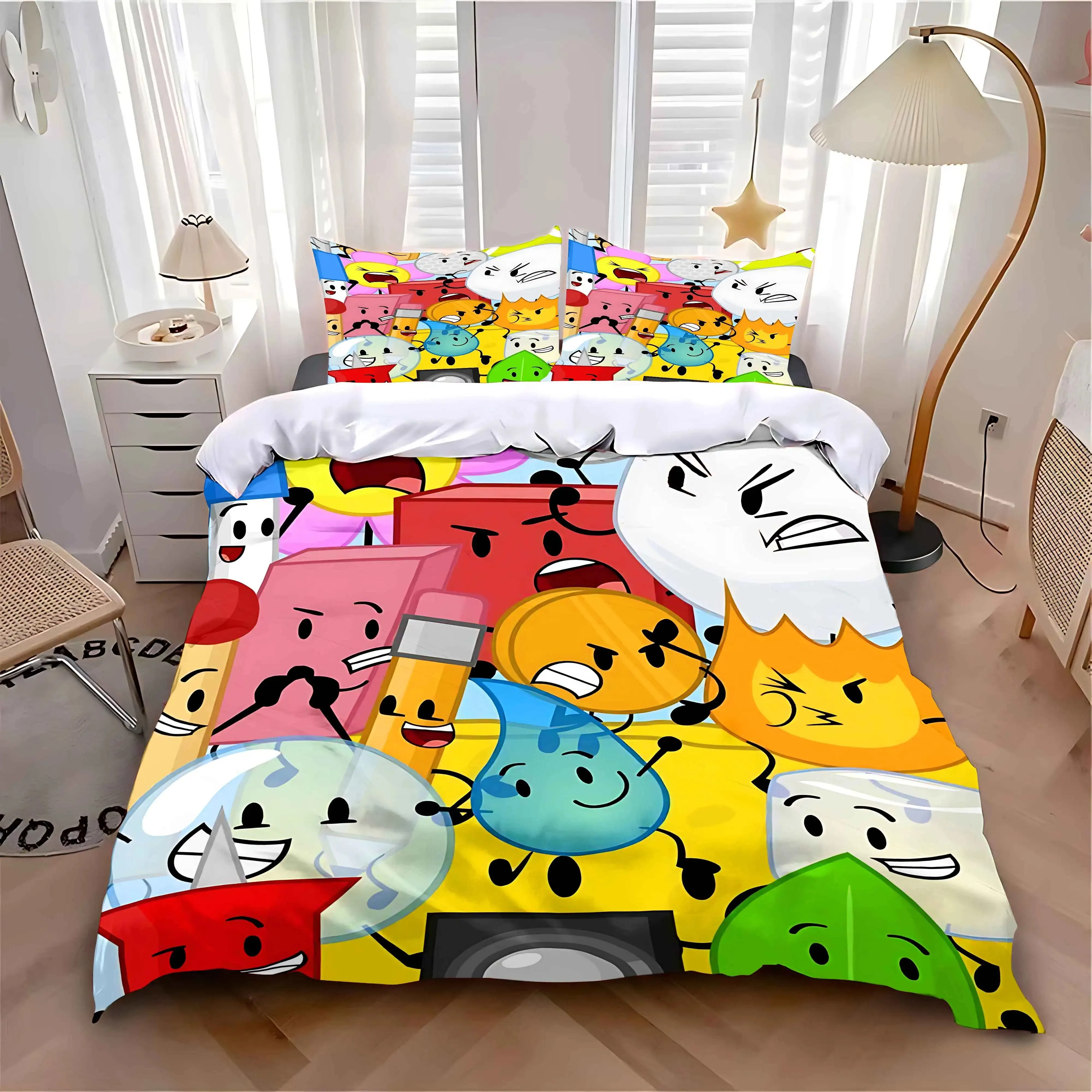 Duvet Cover Pillowcase Bedding Set Adult Boy Girl Bedroom Children Gift Single Double Large Size B-Battle for D-Dream I-Island