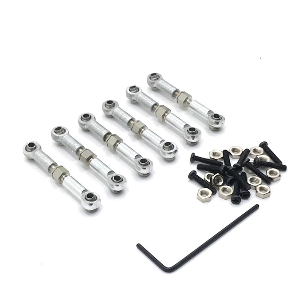 

6PCS Metal Linkage Pull Rod Servo Link Tie Rod for Wltoys A949 A959 A969 A979 K929 12428 12429 1/18 RC Car Upgrade Spare Parts