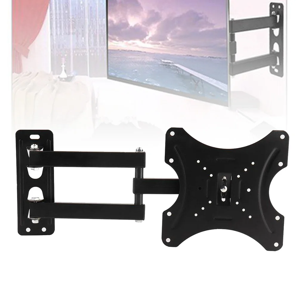 

Telescopic Bracket 14-42 Inch Swivel Wall Mount Stretchable Holder for Flat Panel LCD LED Plasma Black Durable Steel Easy