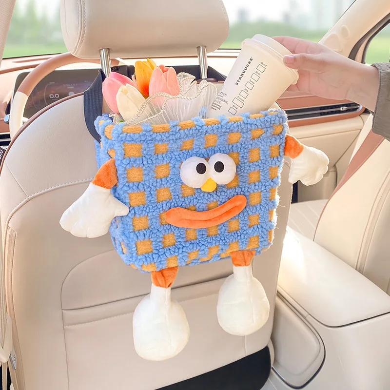 Car Trash Can Hanging Car Storage Box Car Umbrella Storage Bucket Cute Little Monster Car Interior Decoration Supplies