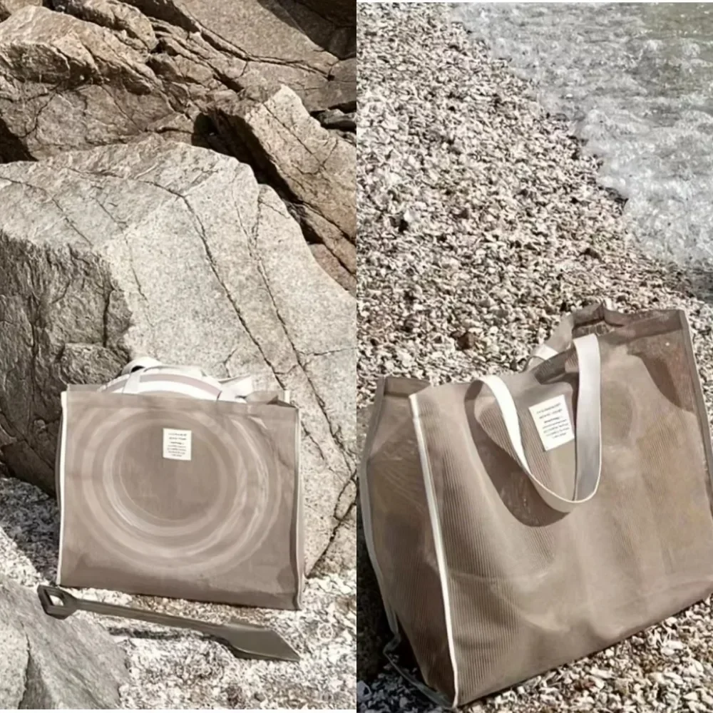 

Складная большая сумка в праздничном стиле, холщовая сумка цвета хаки, однотонная тканая пляжная сумка без молнии для путешествий и хранения в плавании