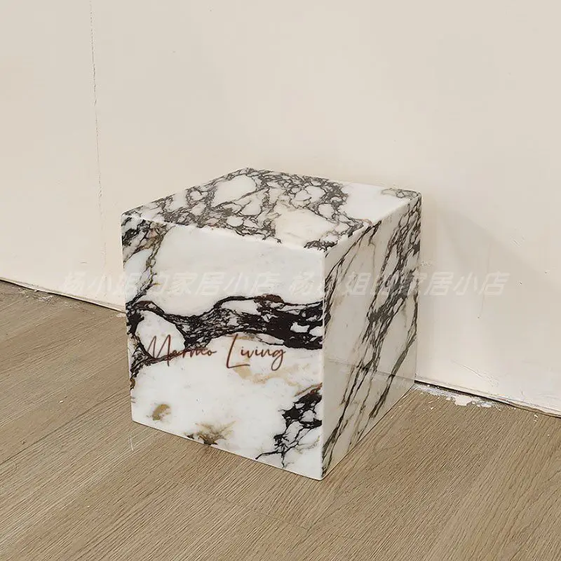 Mesa Auxiliar de Piedra Calacatta Violeta Francesa, Mesa de Centro de Piedra de Lujo, Mesa Auxiliar para Sofá, para Sala de Estar o Villa