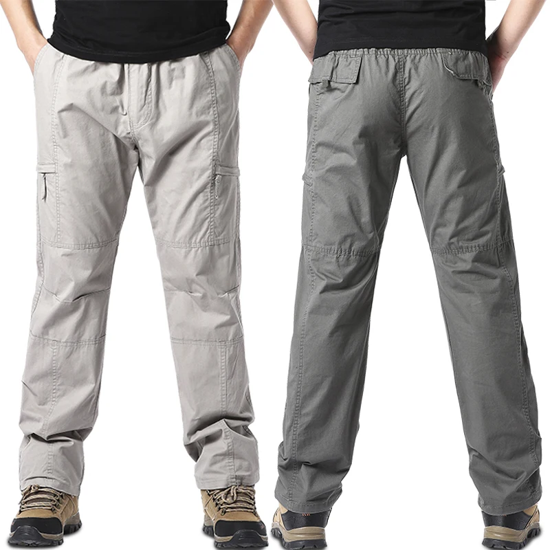 Summer Thin Cotton Overalls Men's Multi-Pocket Loose Large Size Work Pants Spring And Autumn Outdoor Sports Casual Pants