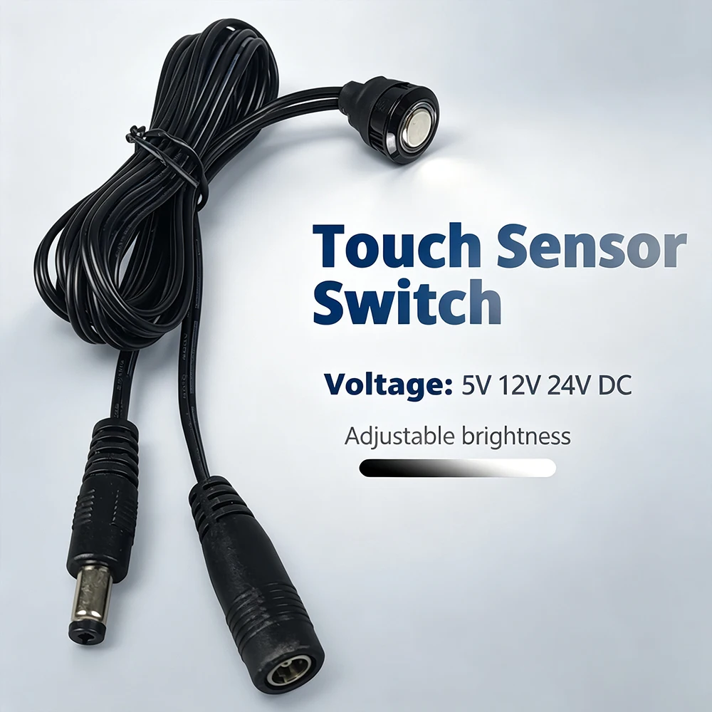 Hole17mm Touch Sensor LED Dimmer Switch 5V-24V with Dual Memory Function Stepless Dimming Control for LED Strip Bed Wall Cabinet