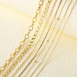 OCESRIO Copper Lobster Clasps Necklace Chain Gold Plated Cuba Chain Beads O Link Chain Jewelry Making Findings Wholesale cana235