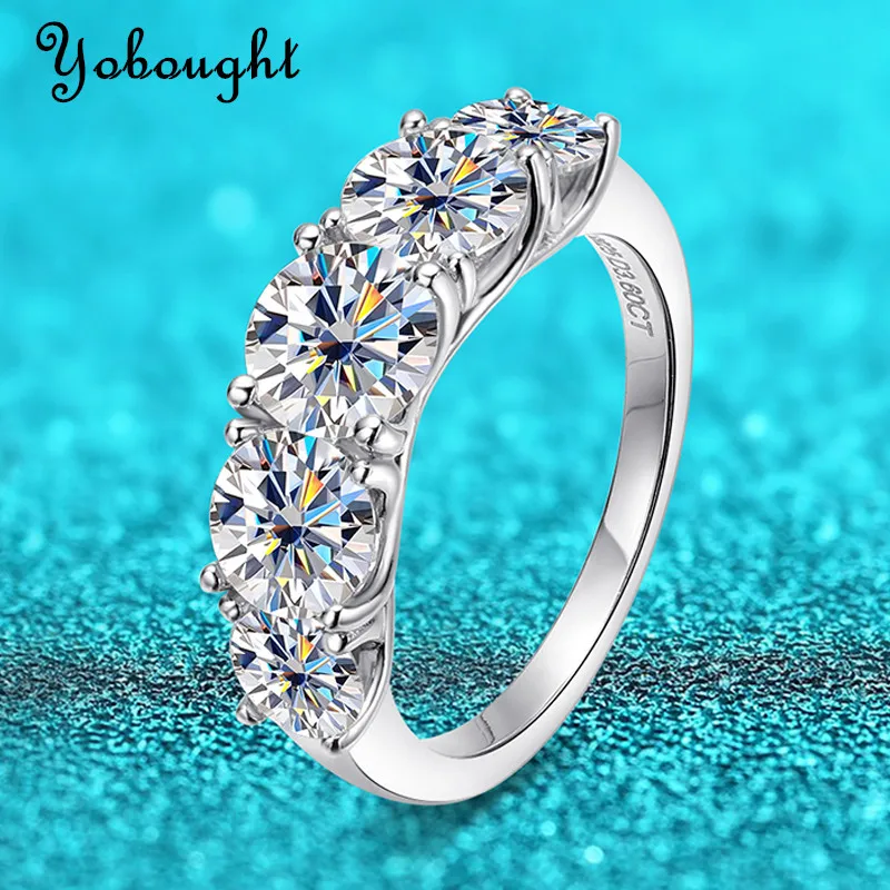 

Rhodium Plated 3.6CTTW Full Moissanite Engagement Rings for Women 925 Sterling Silver Sparkly Lab Diamond Band Gift GRA