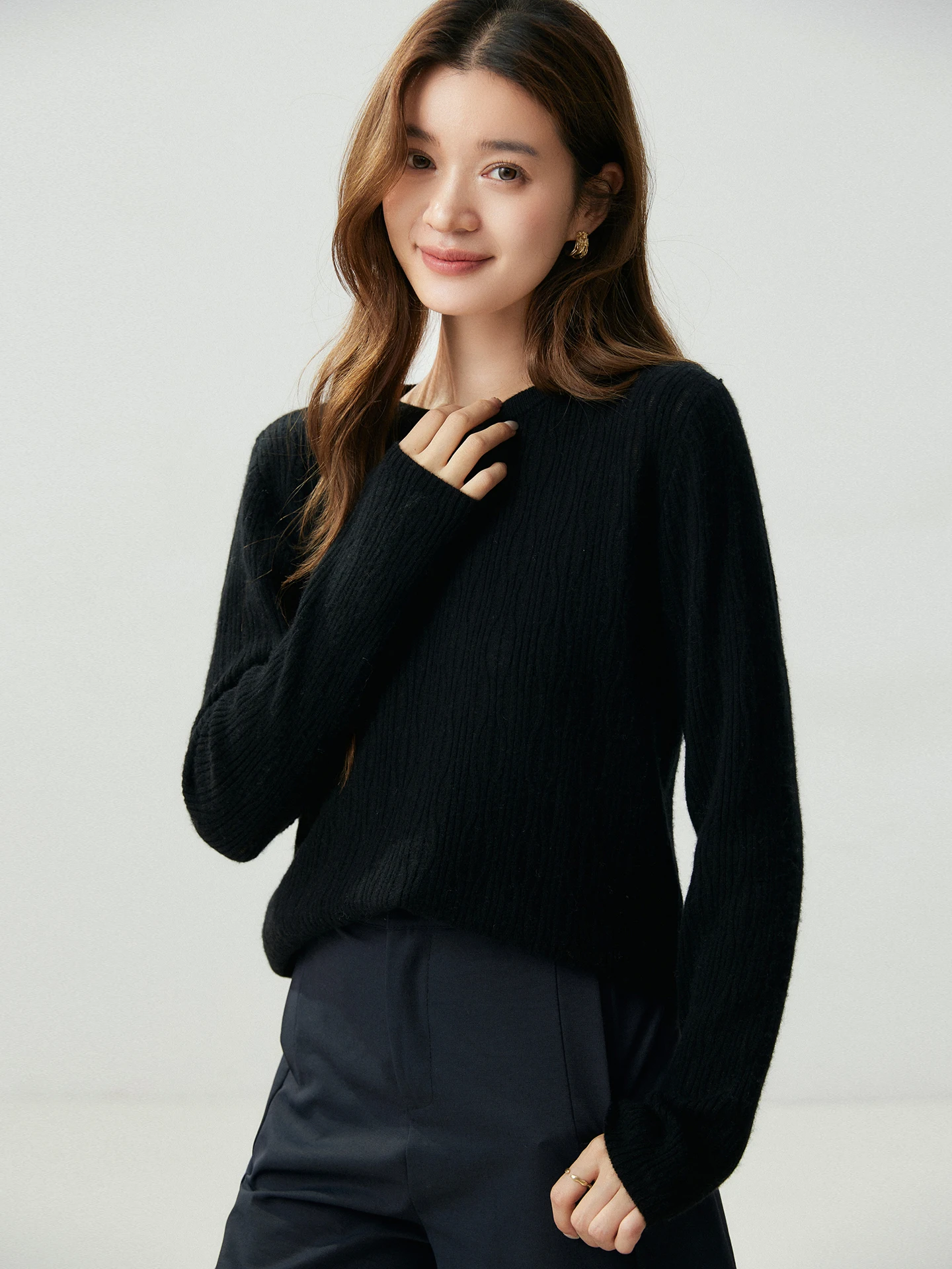 Soft Crew Neck Women Cashmere Pullover Delicate Knit Sweater 100% Cashmere Top Multi‑Color Autumn Winter Ladies Knitwear