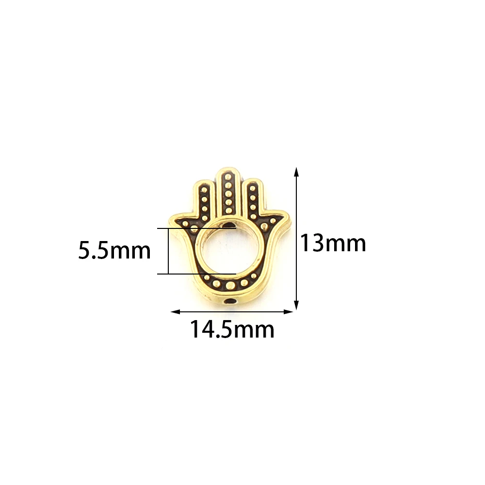 20pcs 3 Colors Hamsa Hand Beads 14.5x13mm Small Fatima Alloy Plam Spacer Beads For DIY Jewelry Making Handmade Necklace Findings