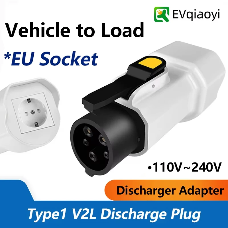 EVqiaoyi J1772 Type1 V2L EV Adapter 16A Portable Outdoor Power Car Discharger Plug for Hyundai Ioniq 5/6, Kia EV6/EV9, MG ZS