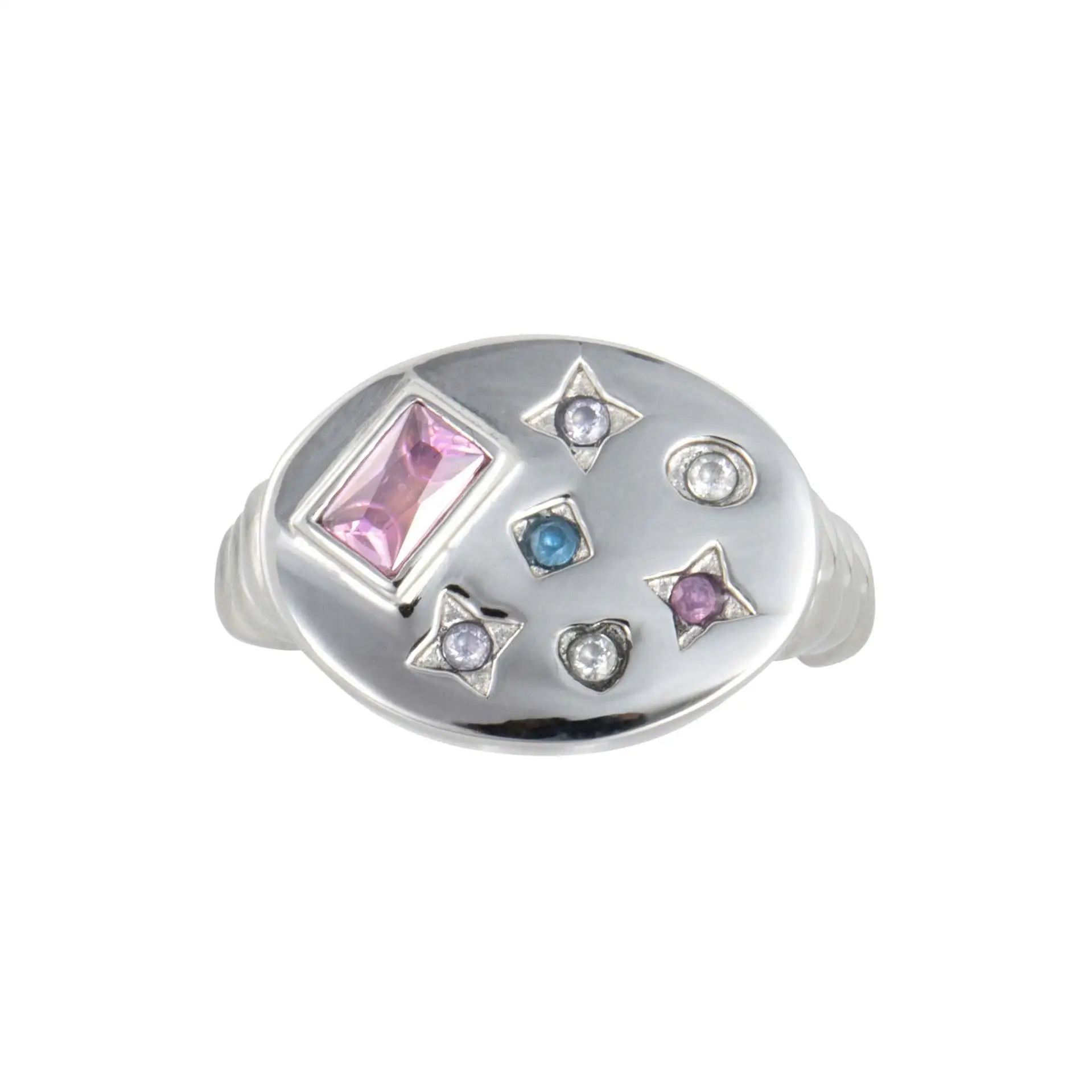 Colorful Zircon Rings for Women Irregular Matte Metal Ring Retro Personality Index Finger Jewelry Hip Hop Girls Accessories Gift