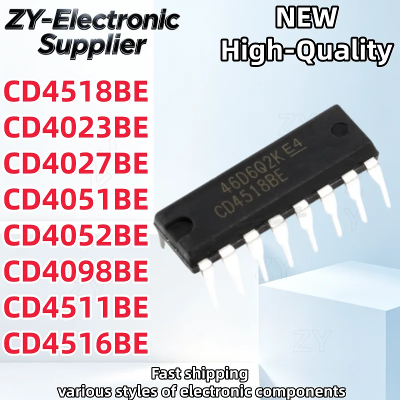 10piece 100% New CD4518BE CD4023BE CD4027BE CD4051BE CD4052BE CD4098BE CD4511BE CD4516BE DIP