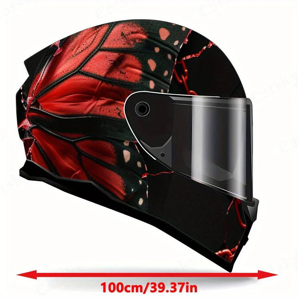 Chained Butterfly Shadow Helmet Vinyl Wraps, Waterproof Scratch-Resistant Full Face Helmet Decals, Durable PVC Artistic Design,