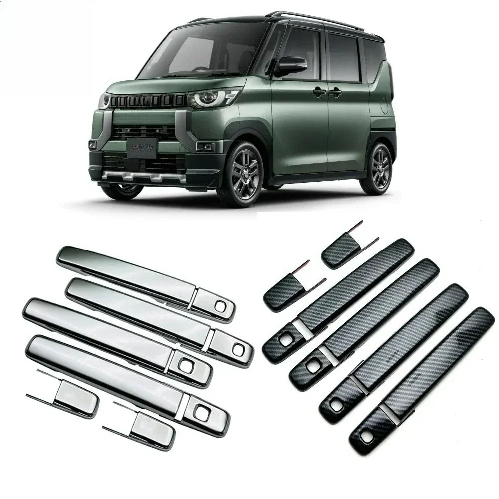 4 Door Handle Carbon Cover Trim For Mitsubishi Delica Mini 2023 2024 Outside Exterior Door Handle Protection Caps