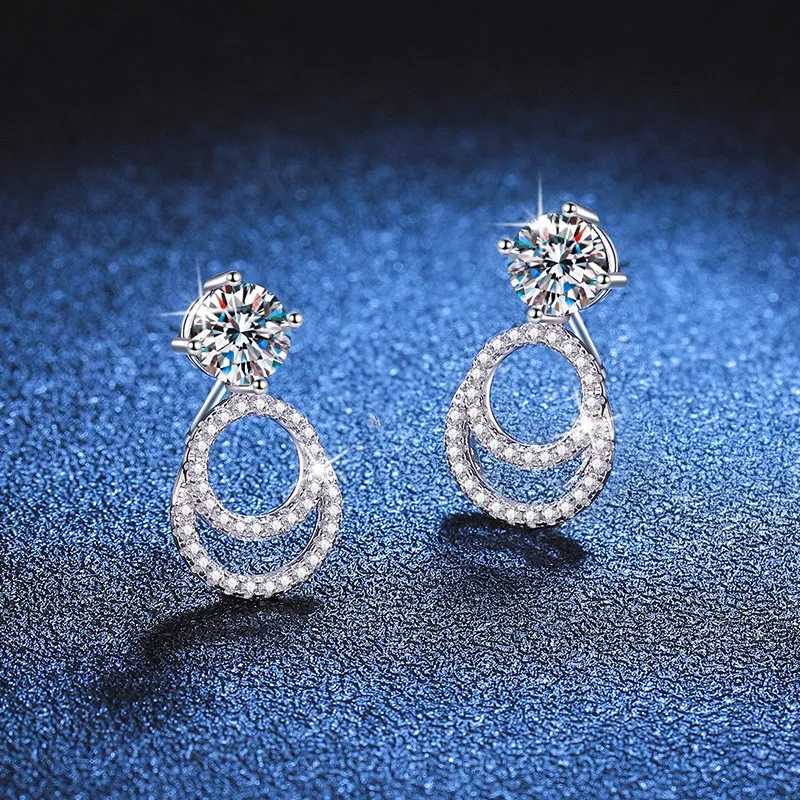 

E157 Lefei модные роскошные серьги с бриллиантами классического цвета D муассанит круглые серьги-капли женские стерлингового серебра 925 пробы вечерние украшения