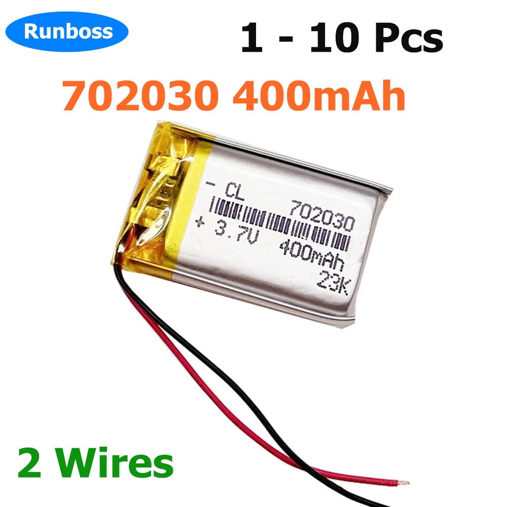 1-10pcs 3.7V 702030 400mAh lithium polymer rechargeable battery for MP3 GPS PSP DVR toys remote control drone beauty instrument