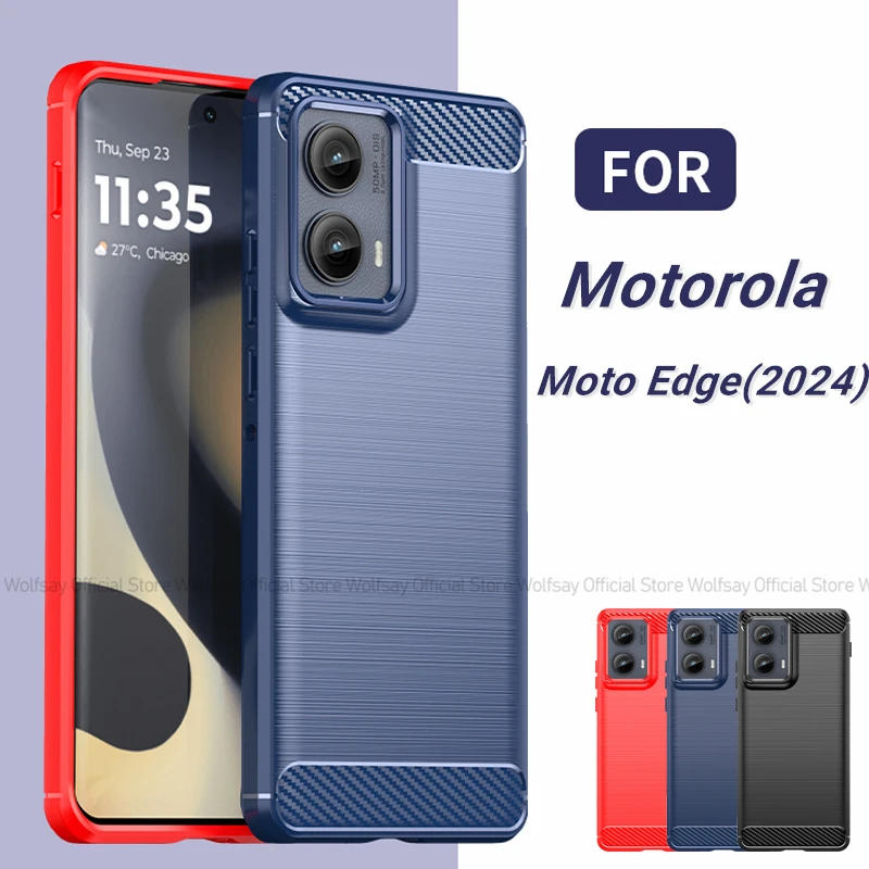 For Motorola Moto Edge 2024 Case Motorola Moto Edge 2024 Cover Shockproof Brushed TPU Protective Phone Back Cover Moto Edge 2024