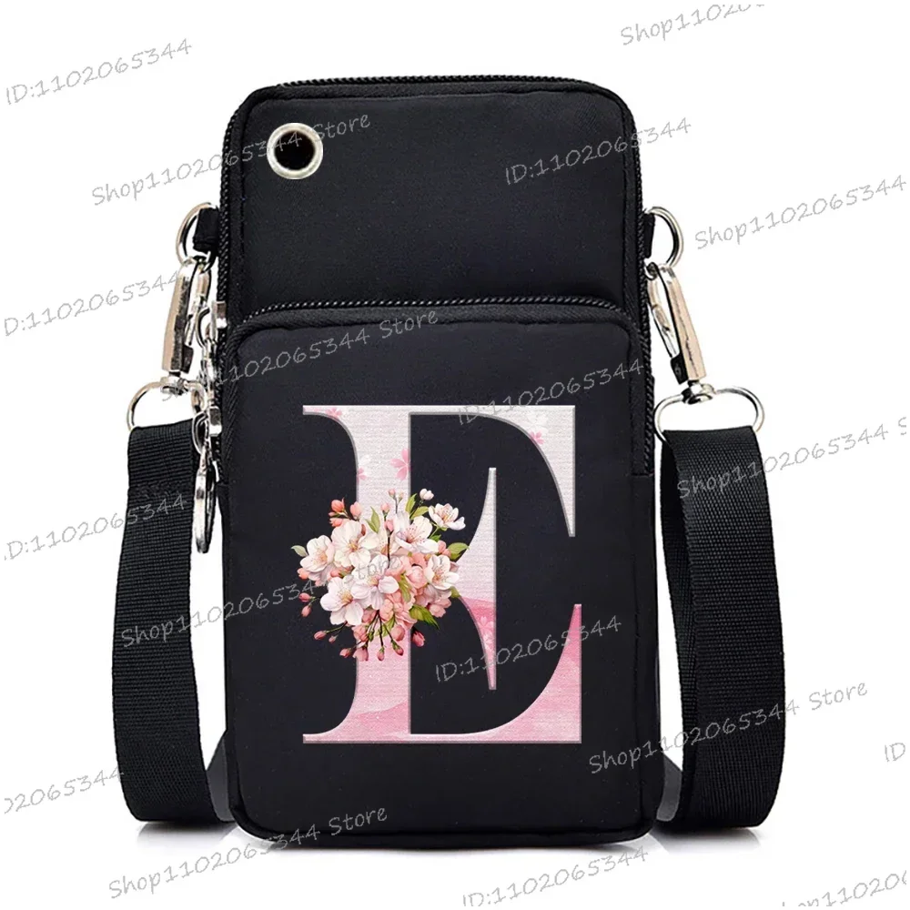 Dames Messenger Bag Kleine handtas Crossbody Schouderportemonnee voor telefoon Sakura 26-portemonnee met alfabetprint Dameskaarthouder