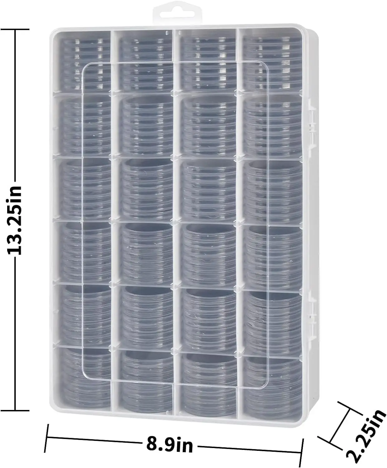 168 Pcs 46mm Coin Capsules Case with Foam Gasket and Plastic Storage Organizer, 7 Sizes (16/20/25/27/30/38/46mm)