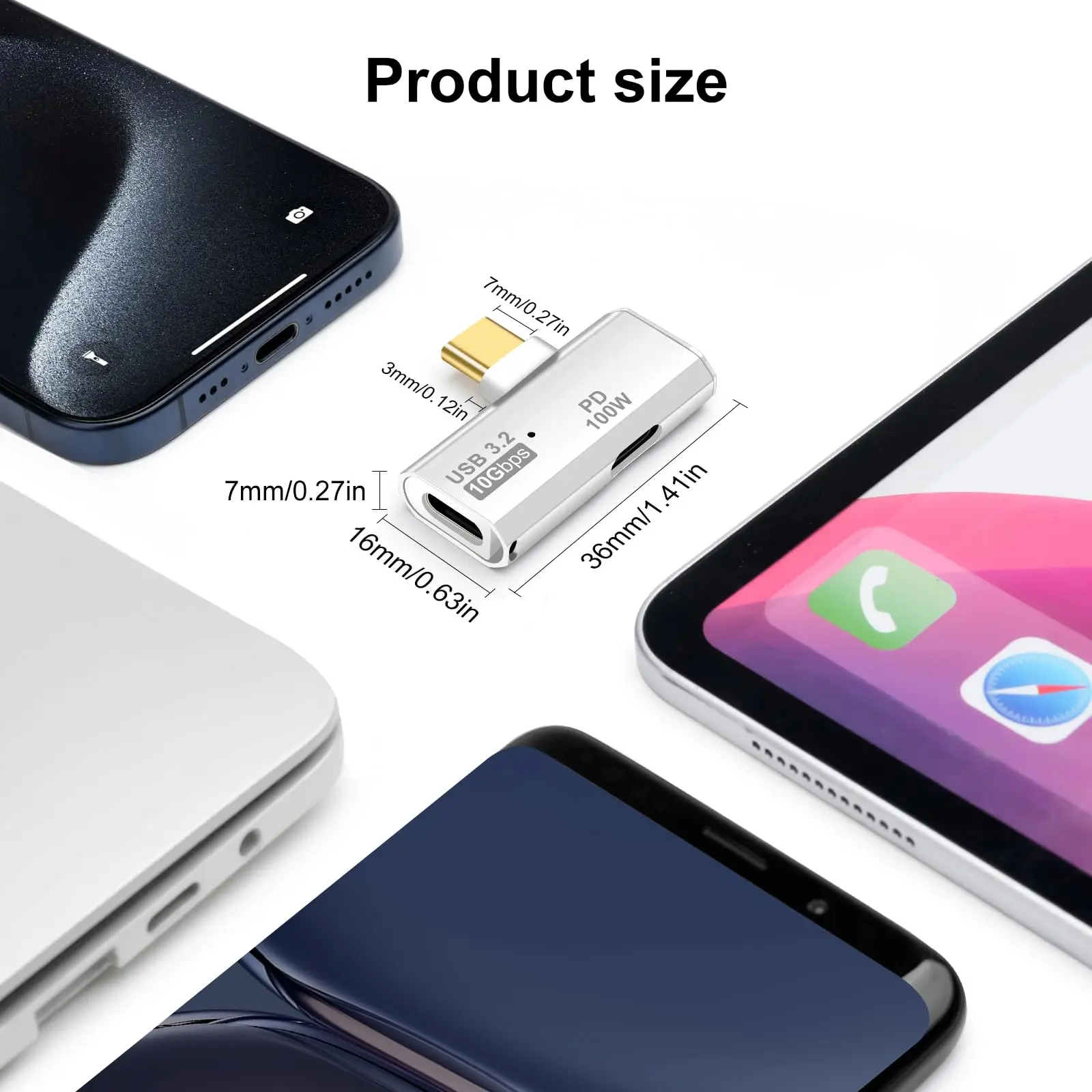 Répartiteur OTG PD 100W 2 en 1, 20V 5A, Transmission de données, convertisseur de charge de Type C, Console de jeu, adaptateur USB-C vers USB 3.2 pour ordinateur portable, 1 pièce