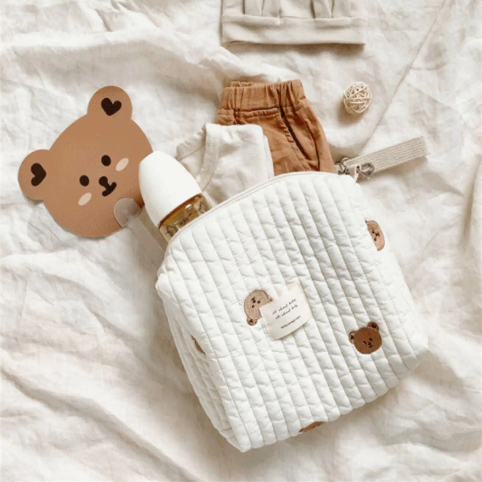 

Stroller Nappy Bag Portable Quilted Baby Diaper Caddy Organizer Embroidered Mommy Bags Babies Accessories Changing Bag Storage