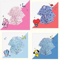 2024 Summer New Bt21 Kawaii Anime Girl's Pajamas Short-Sleeved Thin Section Cute Bt21 Home Clothes Two Piece Set Girl Gift