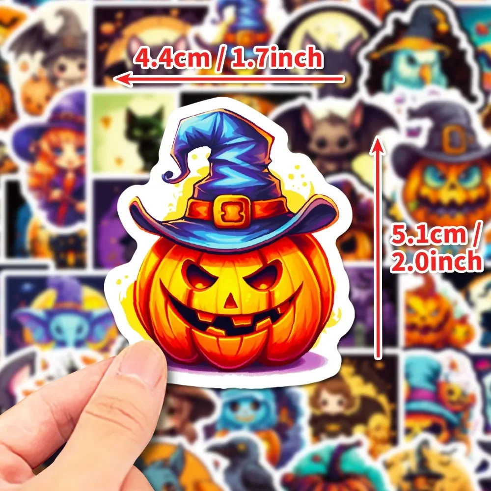 50pcs Cartoon Halloween Pumpkin Bat Castle Graffiti Sticker DIY Laptops Water Bottles Decorative Stickers Classic Toy for Kids