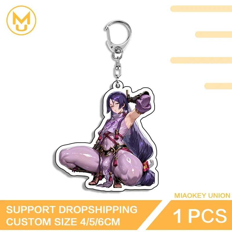 Sexy Purple Samurai Femboy Anime Character Key Chains Hot Selling Creative Acrylic Porps For Friends Fashion Key Ring Gifts