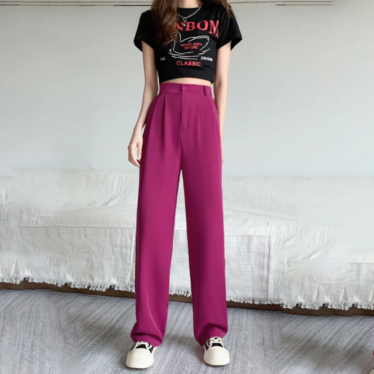 Elegant Woman Dress Pants Korean Fashion y2k Streetwear Women\'s Summer Suit Blackpink Wide And Loose Fluid Pant Outfit 2022