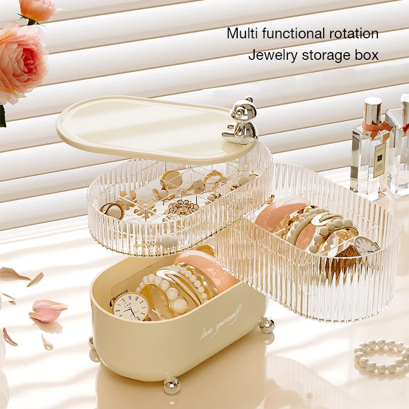 

Rotating storage box for multi-layer desktop jewelry decorations storage storage jewelry organizer