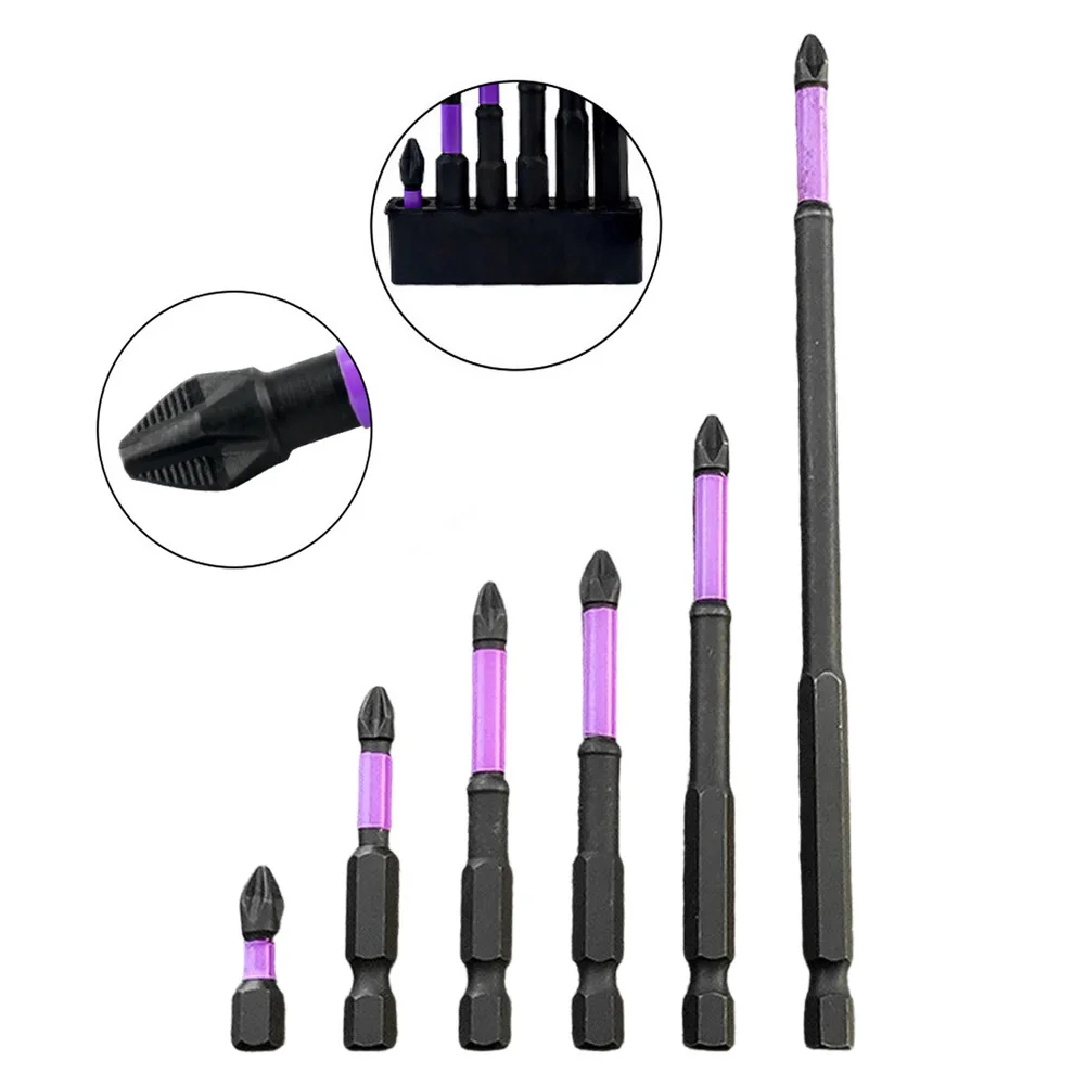 6Pcs Anti-Slip For Impact Screwdriver Bits With Holder Magnetic Header For Impact Drivers Electric Manual Screwdrivers