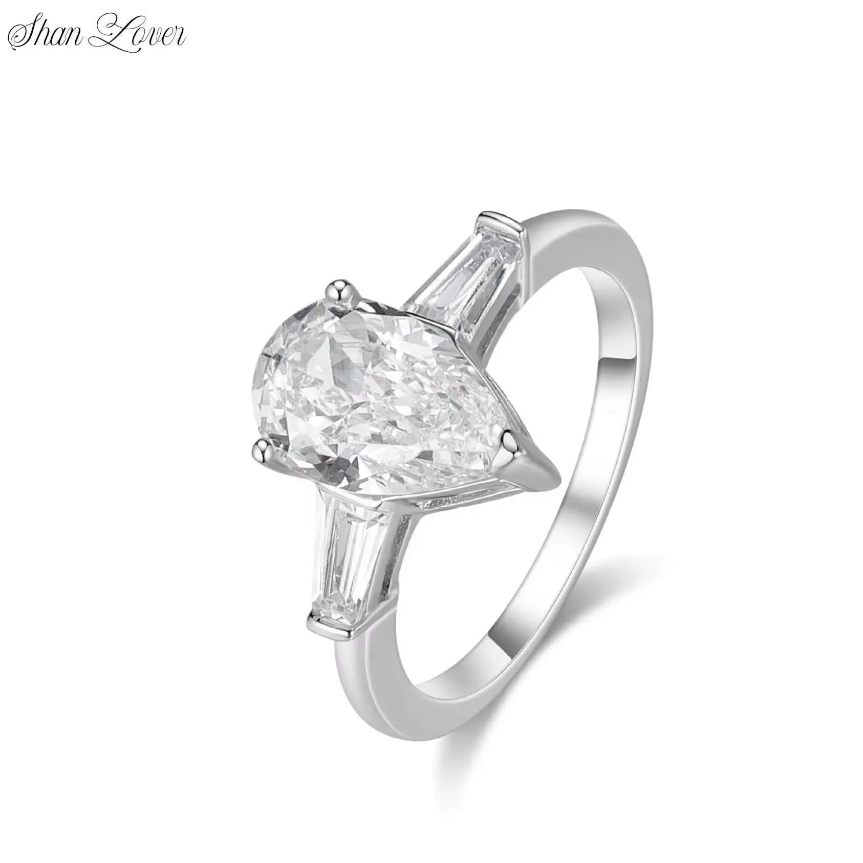 

ShanLover Brand Woman Luxury Jewellery Wedding Party Gifts Ring Water Drop Diamond Gemstones Jewelry 925 Sterling Silver Rings
