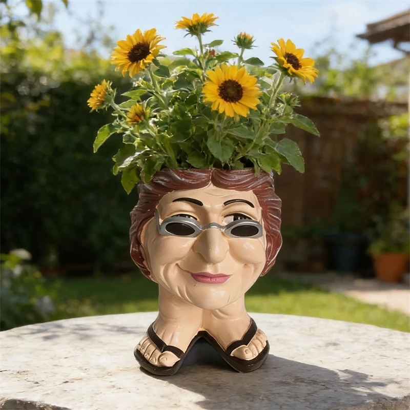 Resin Slipper Planter Funny Shoe Flower Pot Garden Ornament Outdoor Yard Decor For Gardeners Seniors Birthday Housewarming Gift - view 3