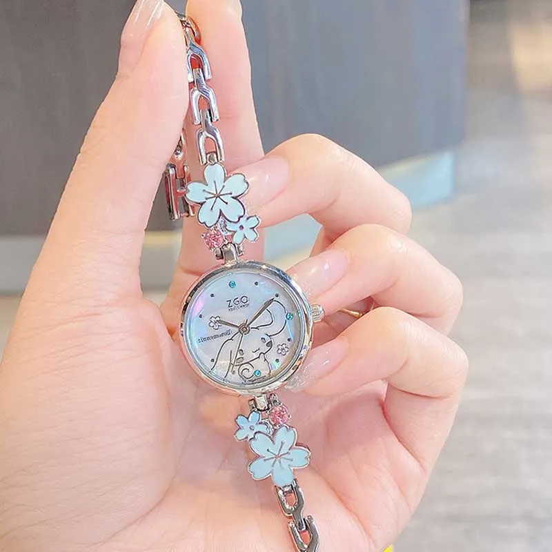 Sanrio Original Zgo Joint  Cinnamoroll Hellokitty Cartoon Light Luxury Quartz Wristwatch Bracelet For Girls Birthday Present ﻿